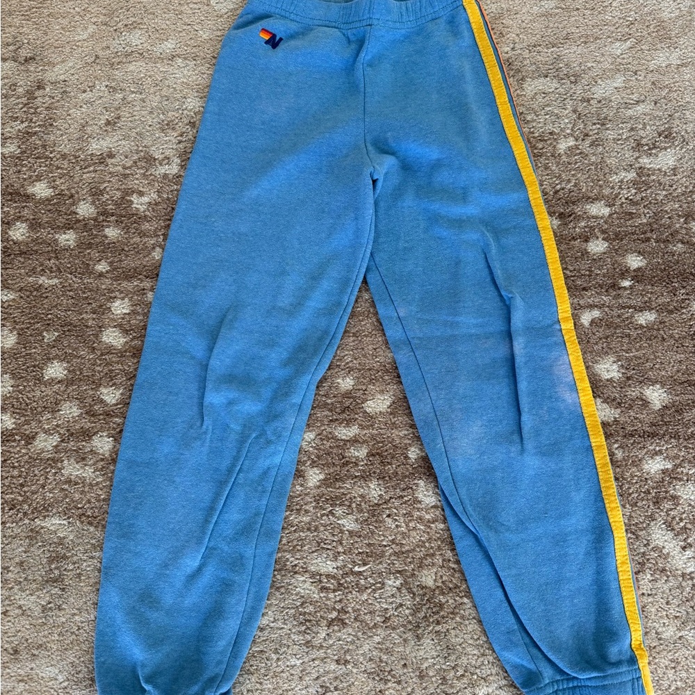Aviator Nation Blue Sweatpants with Yellow Stripe